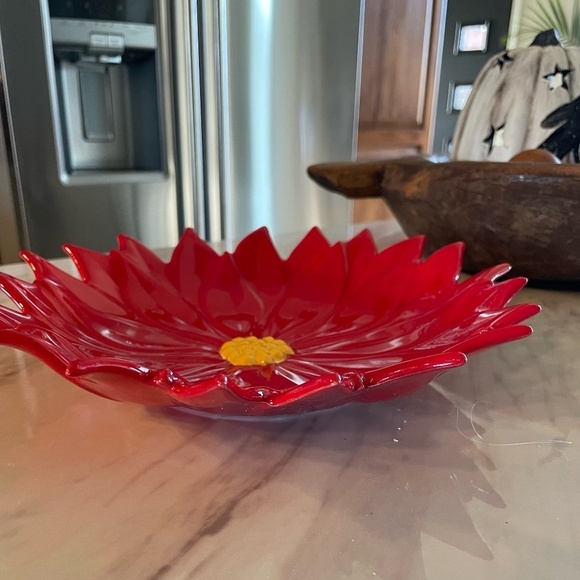 BEAUTIFUL VINTAGE CERAMIC ATLANTIC MOLD POINSETTIA DISH/BOWL - Picture 7 of 7
